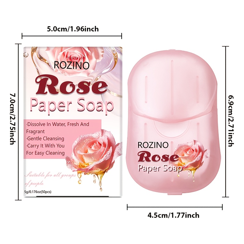 Portable Rose Scented Soap Sheets, 50pcs Box