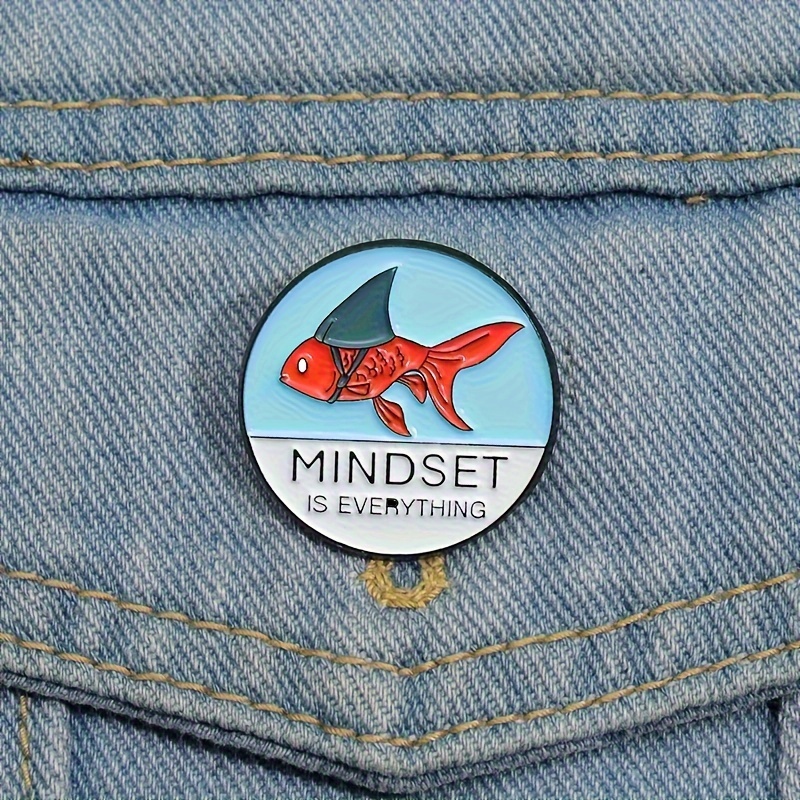 

1pc, Koi Fish Enamel Pin, Round Alloy Brooch With "mindset Is Everything" Motto, Cute Cartoon Style, Fashion Accessory For Clothing, Bags & Jackets