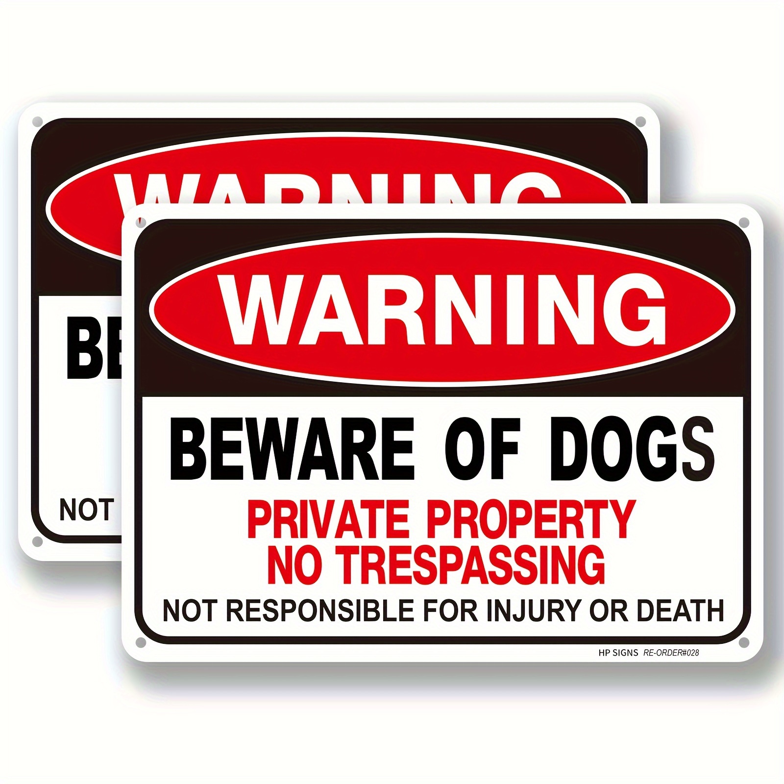 

2pcs Beware Of Dog Sign Private Property No Trespassing Dog Warning Signs Aluminum Warning Sign High Reflective Film Not Responsible For Injury Or Death 10x7", 2 Pack, Business, Driveway Alert