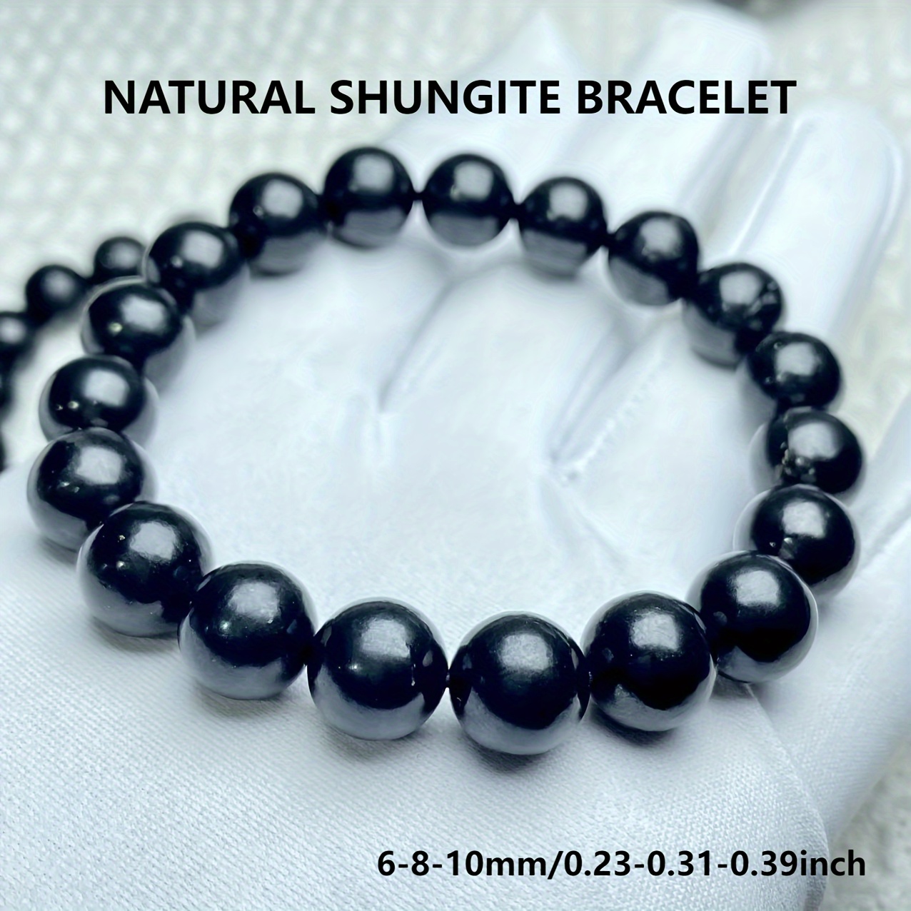 

1pc 6/8/10mm Natural Shungite/schungite Round Beads Bracelet, Perfect Gift For Home Decoration, Gift For Family And Friends, Fashion 's And Women's Bracelet