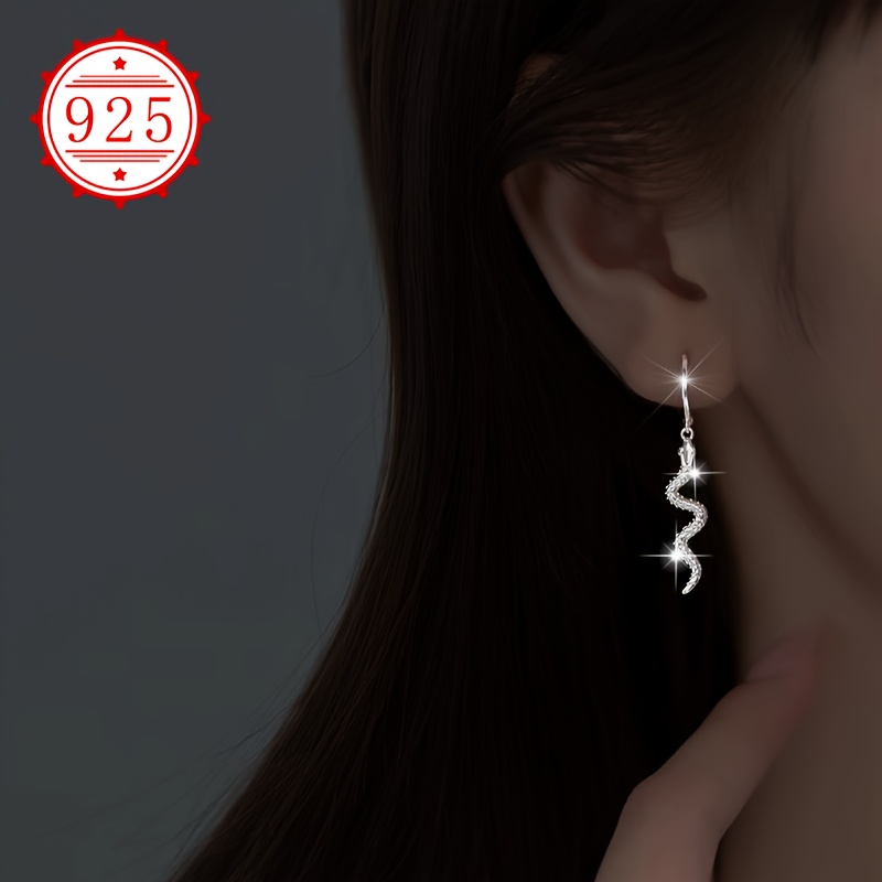 925 Silver Snake Shaped Hypoallergenic Earrings
