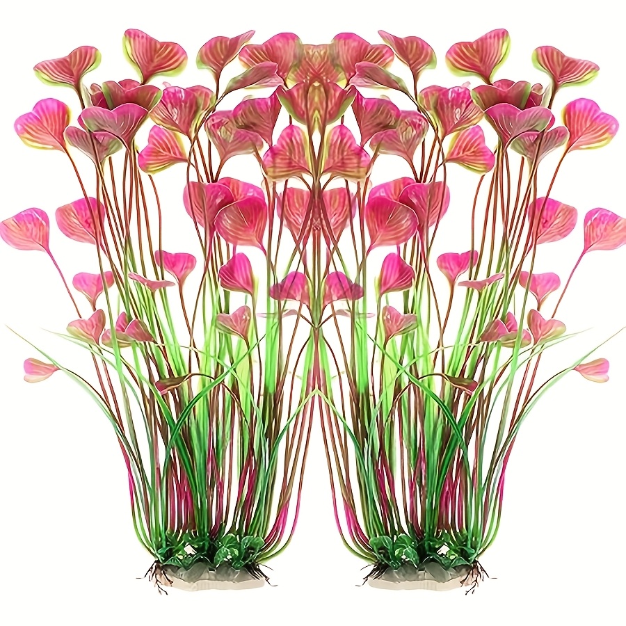 2 Pack Plastic Fish Tank Plants, Artificial Tall Aquarium Plants For Fish Tank Decor