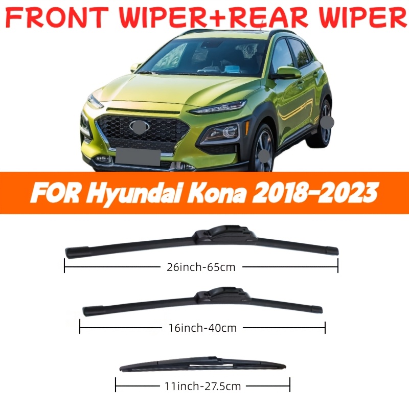 TEMU Applicabile per HYUNDAI Kona 2018-2023 Tergicristalli Anteriore e Posteriore Auto, Tergicristalli di Ricambio Originali, Dimensioni