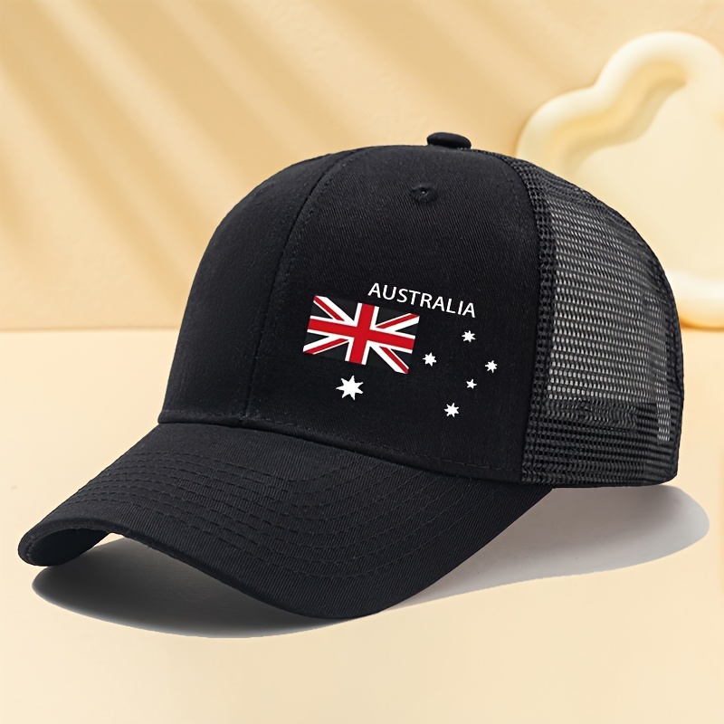 TEMU Men's & Women's Australia Flag Trucker Hat - Unisex Mesh Baseball With, Curved Brim Outdoor Fishing Suitable For Camping, Driving, Vacation,
