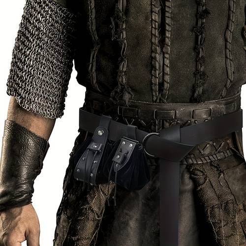 3pcs renaissance medieval knight viking dress up pu leather minimalist belt 2pcs drawstring bags halloween cosplay costume props larp party supplies photo props stage performance accessories