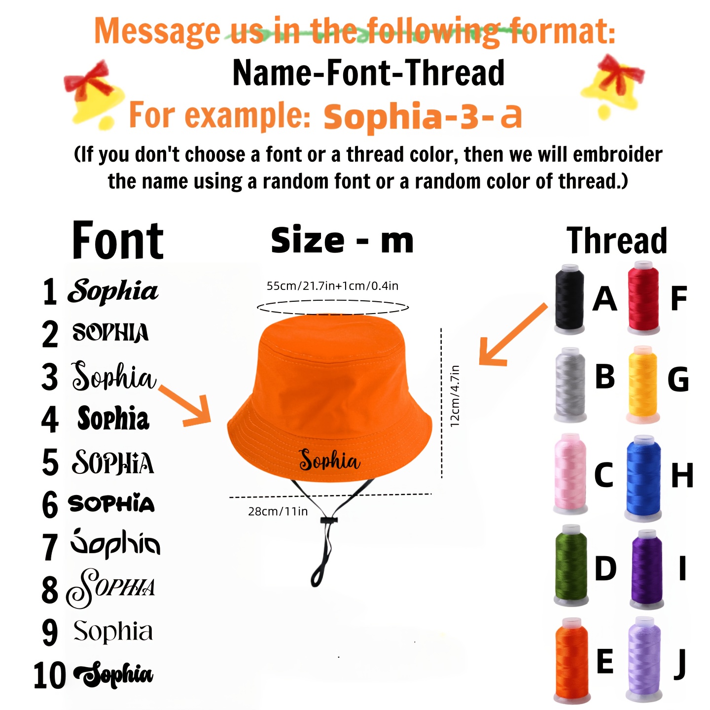 TEMU Customizable Personalized Text Fisherman Hat, 3 Sizes , Solid Color Sun Hat, Lightweight And Foldable, Easy To Store, Multiple Embroidery Thread