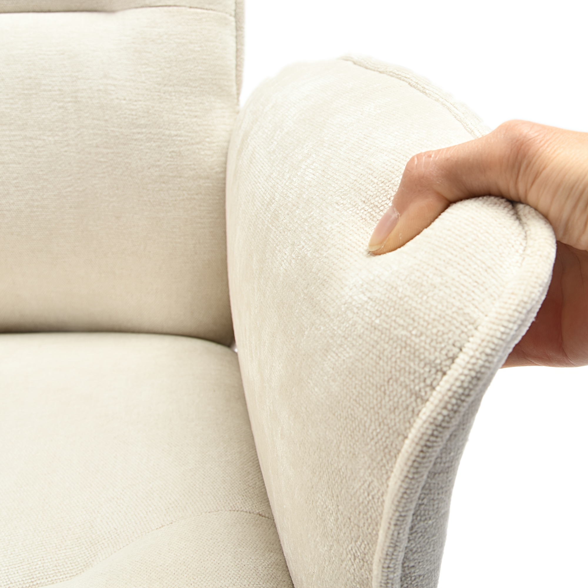 Homy Casa Beige Upholstered Chenille Dining Chair, Side Chair, Swivel Adjustable Height Accent Chair Featuring Padded Arms And Iron Legs, Modern Design Suitable for Cafe, Kitchen, Dining Room, Available in Single Piece Or Sets of 2 Or 4