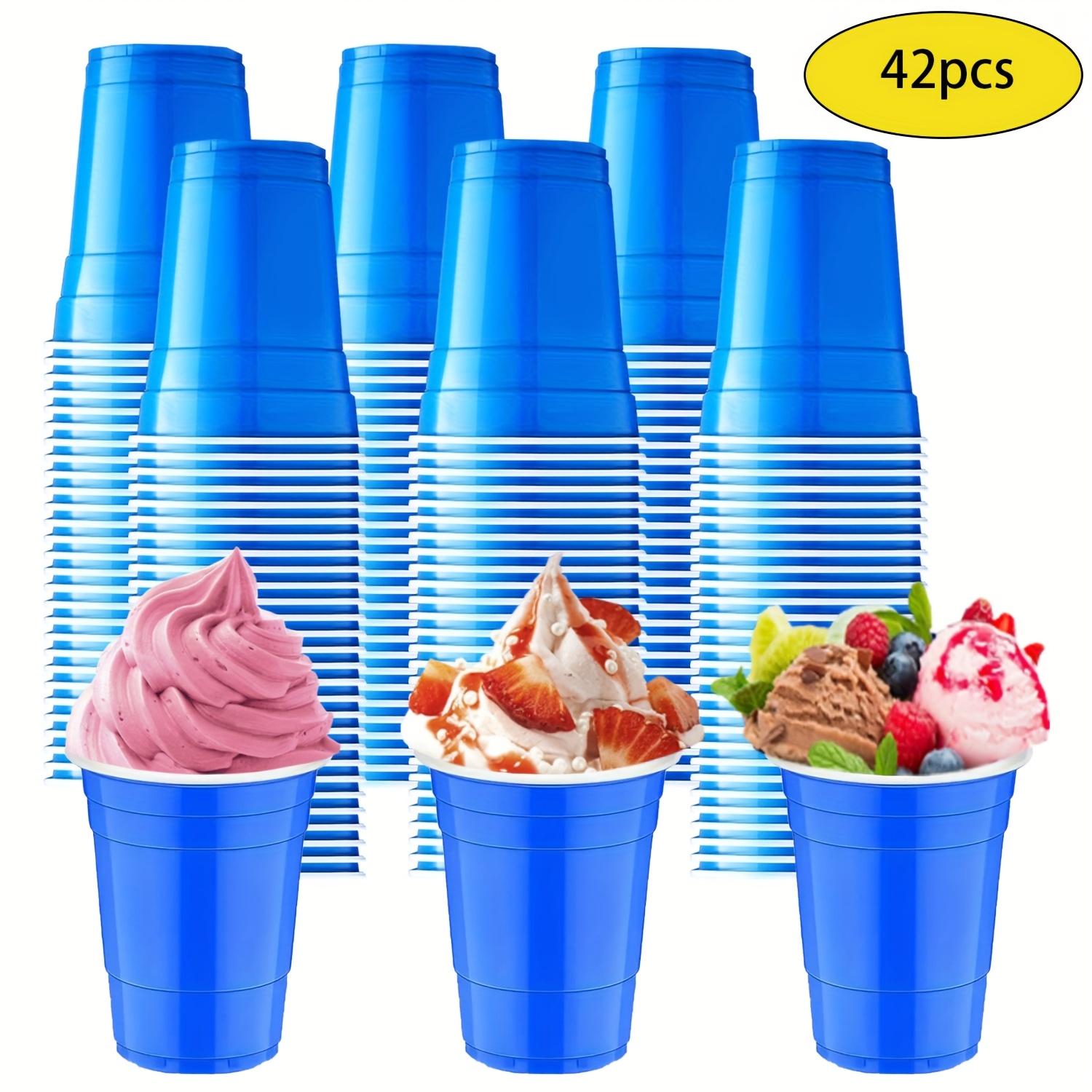 Image of 42/12pcs 16oz Mother's Day Outdoor Cups, Disposable Plastic Cups, Coffee Cups, Hot/cold Drinking Cups For Parties, Dark Blue Beverages Water Cups For Party, Picnic, Travel, Events