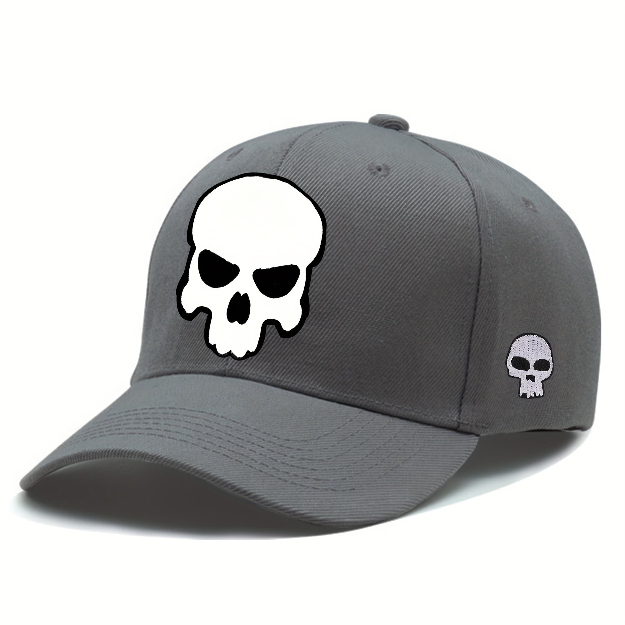skull print baseball cap adjustable polyester sun protection