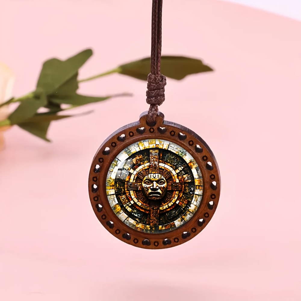 Ancient Totem Heart Wooden Necklace