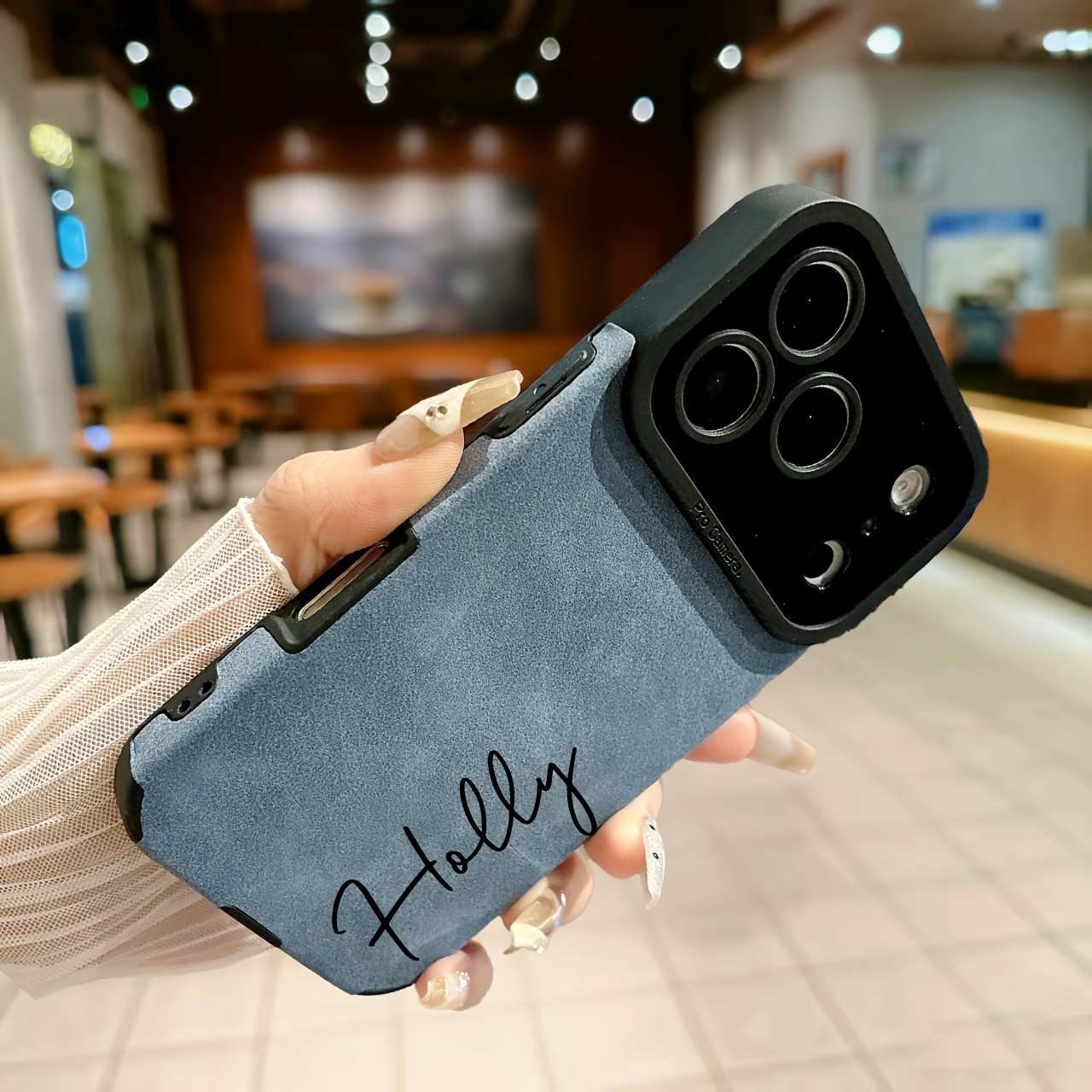 TEMU Phone Case: Luxury Synthetic Leather Phone Case Customized Name Compatible With Iphone 17 16 15 14 13 12 11 Pro Max Solid Color Uv Printing Diy