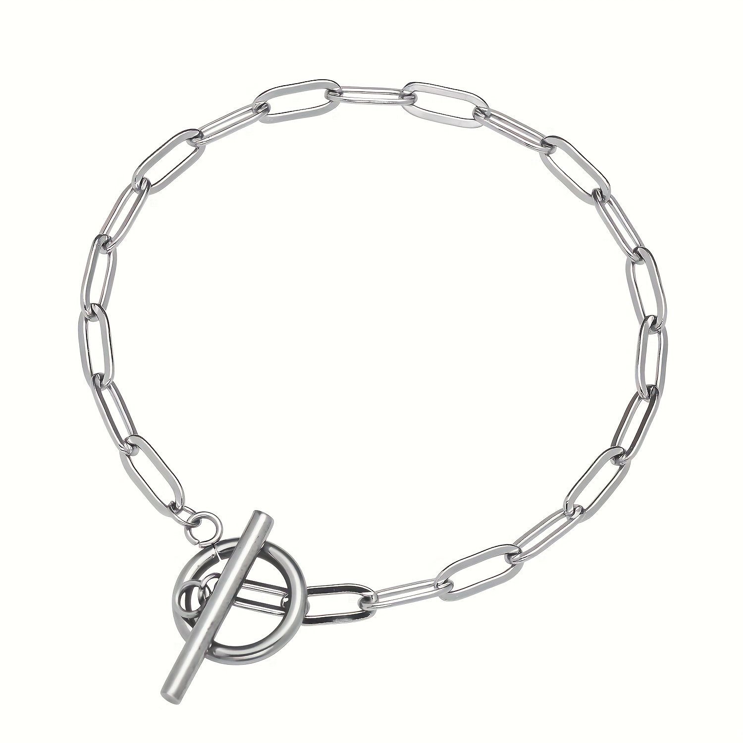 

1pc Stainless Plated Simple Elegant Bracelet, Link Chain, For Women, With & Gift-