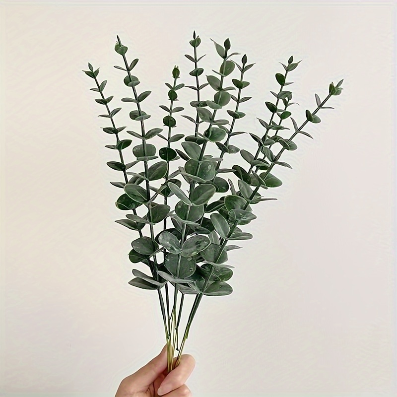 Image of 24 Artificial Green Eucalyptus Branches, Eucalyptus Leaves, Decorative Green Eucalyptus Branches, Fake Green Eucalyptus With Fake Leaves, For Decoration, Floral Arrangement And Farmhouse Decoration