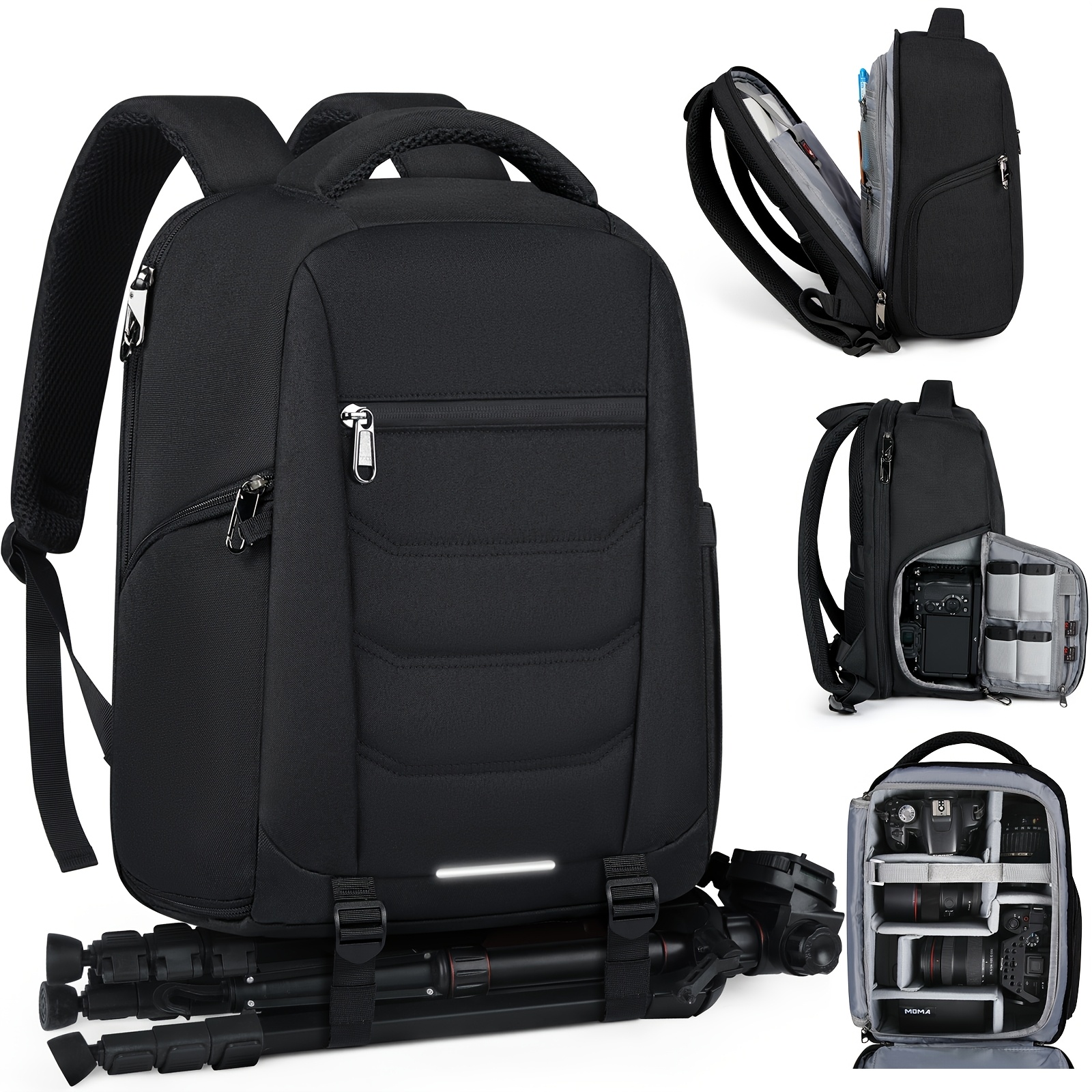 Rainsmore Professional Camera Backpack, Camera Bags For Photographers, Dslr Camera Bag With 14-inch Laptop Compartment Black