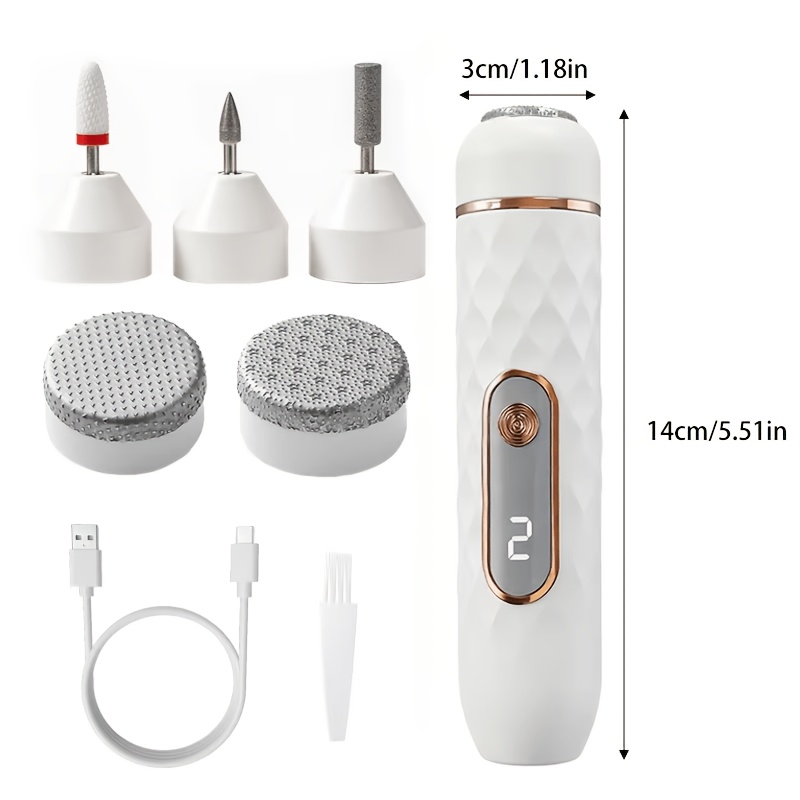 TEMU 2026 New Five-in-one Usb Electric Foot File Scab Remover, Foot Tool For Hard Cracked Feet, , Dead Skin Removal, Hand And Foot Care Tool, With