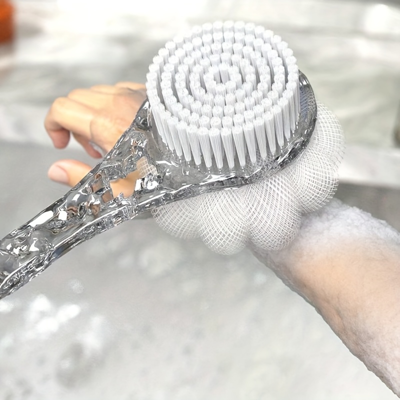 double sided shower brush with back attachment premium medium soft bristles durable slip long handle bath scrubber for perfect cleaning Product details 4