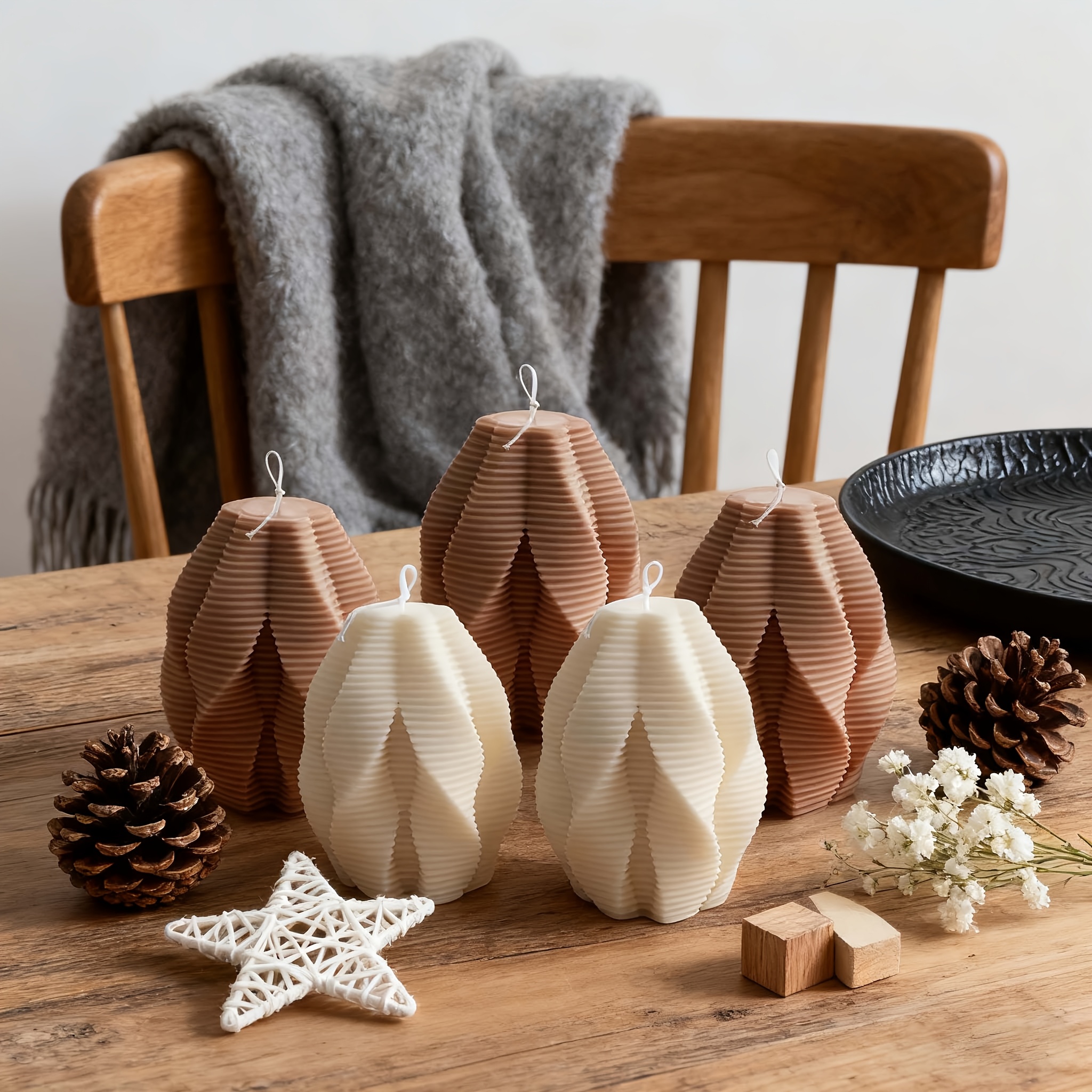 Modern Ribbed Scented Candle | Elegant Textured Artistic Shape, Exquisite Appearance, Serving Both Decorative And Fragrance Functions | for Daily Home Fragrance, Also Suitable for Placement in Entryways, Studies, Etc