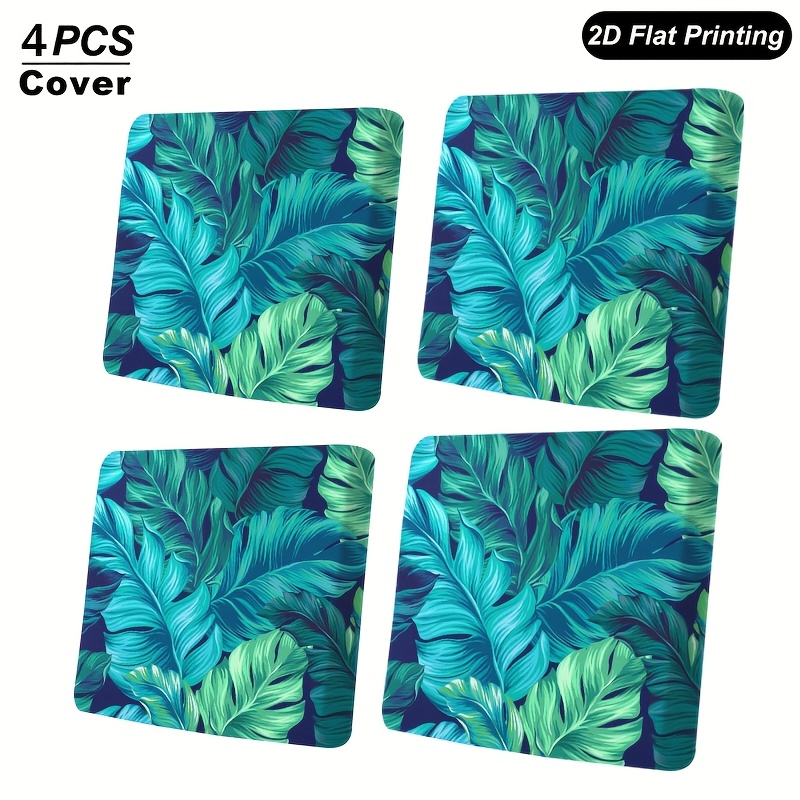TEMU Lot de 4 housses de coussin de canapé d'extérieur à motif de feuilles de palmier avec fermeture à élastique, housse de canapé d'angle adaptée
