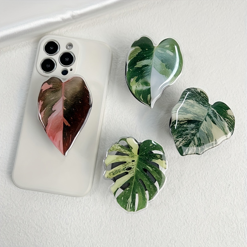 

Acrylic Leaf Design Phone Stand, Pad Tabletop Mount, Foldable Plant-inspired Grip Holder For Mobile Phones - And Stylish