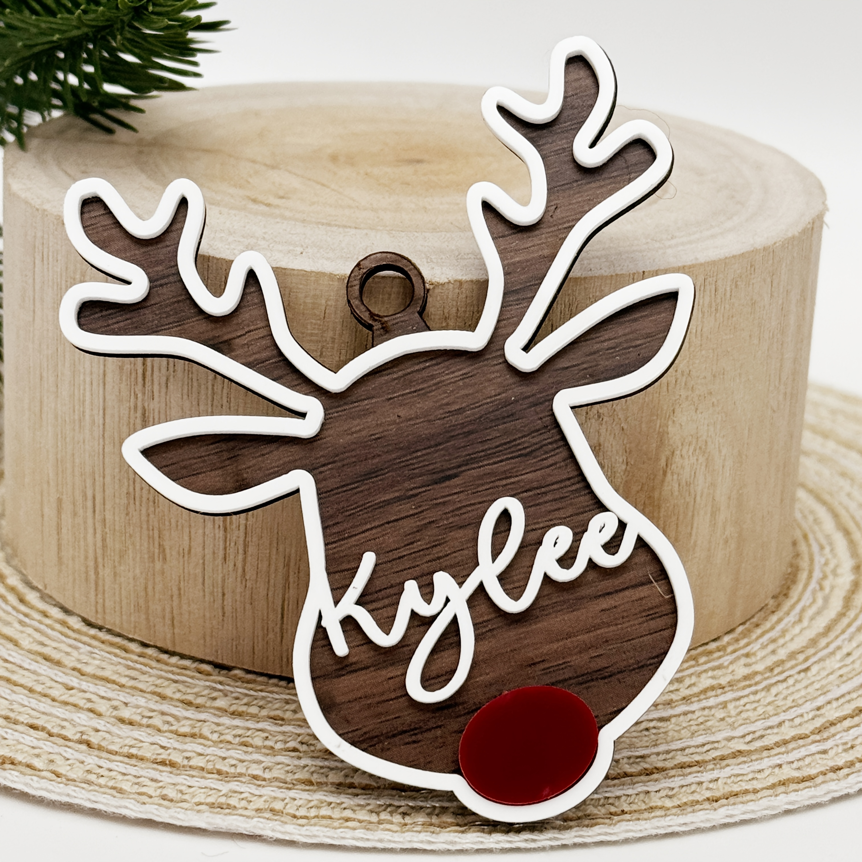 TEMU 2d Flat - [2d Flat] Personalized Acrylic Reindeer Christmas Ornament, Customizable Text, Ideal For Holiday Decor, Perfect Gift For During