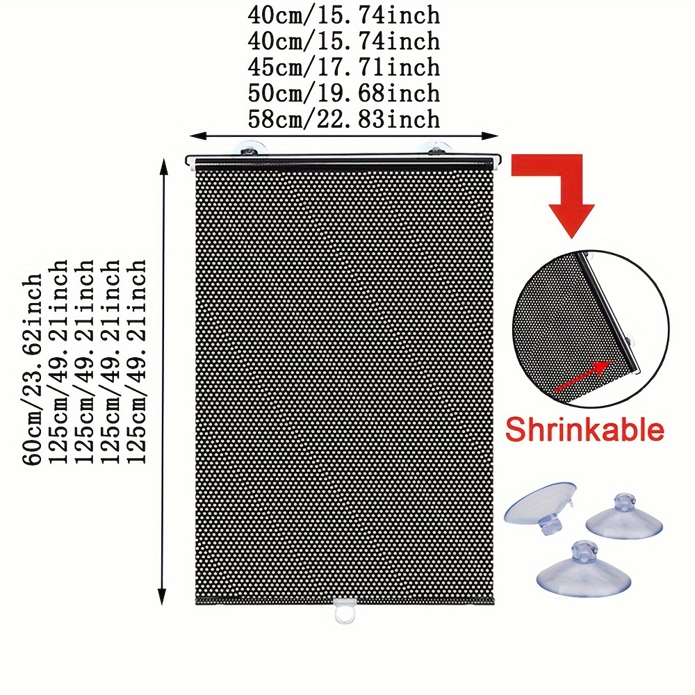 Auto Fensterrollo 40x45cm - Einziehbarer Sonnenschutz Mit 3 Saugnäpfen Für Seitenfenster