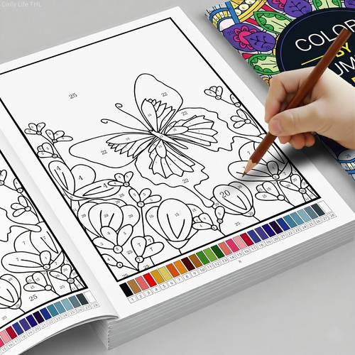 libro para colorear por números de 32 para y niños, libro para colorear relajante con varios patrones detallados de animales, flores y paisajes, de pintura artística creativa, regalo para artistas y principiantes, tamaño de 11.4 pulgadas
