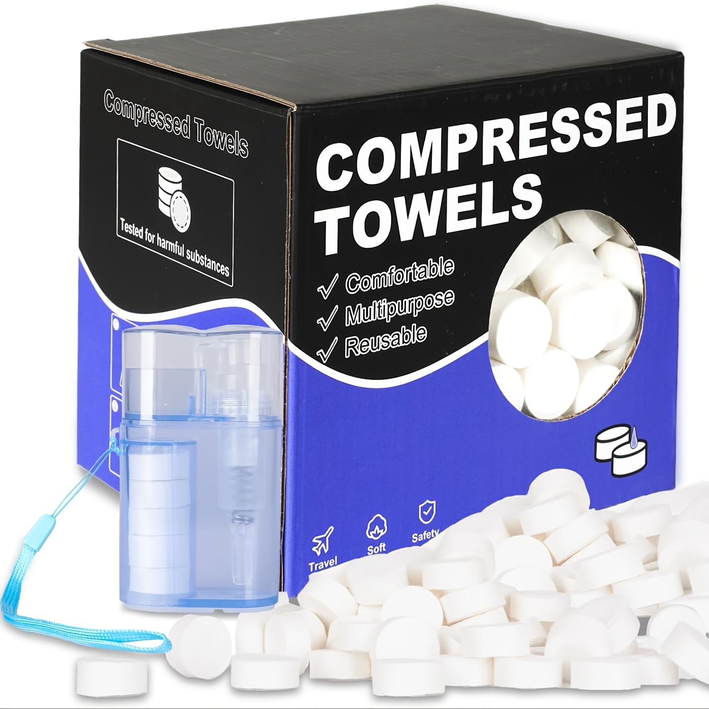 

250 Disposable Thicker Style Magic Compressed Towels With Dispenser, Disposable Face Compressed Towel, Mini Compressed Towel, Camping Towel, Portable Compressed For Travel/home/outdoor Act