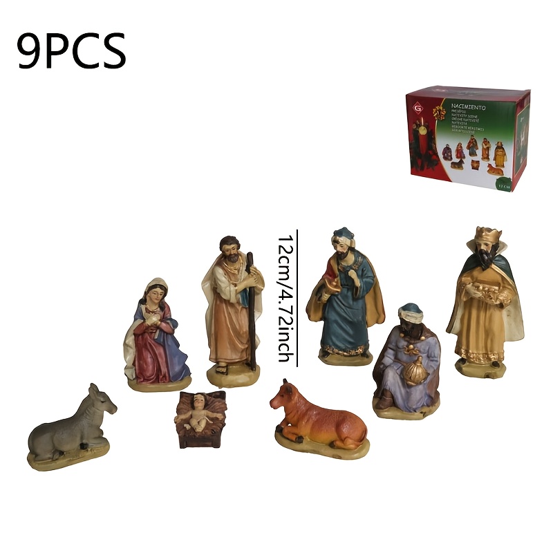 Image of 9pcs 12cm (large-scale Miniature) Nativity Scene With Mary,,, Shepherds, Wise & Angels - / Christmas Decoration Suitable For Church Display