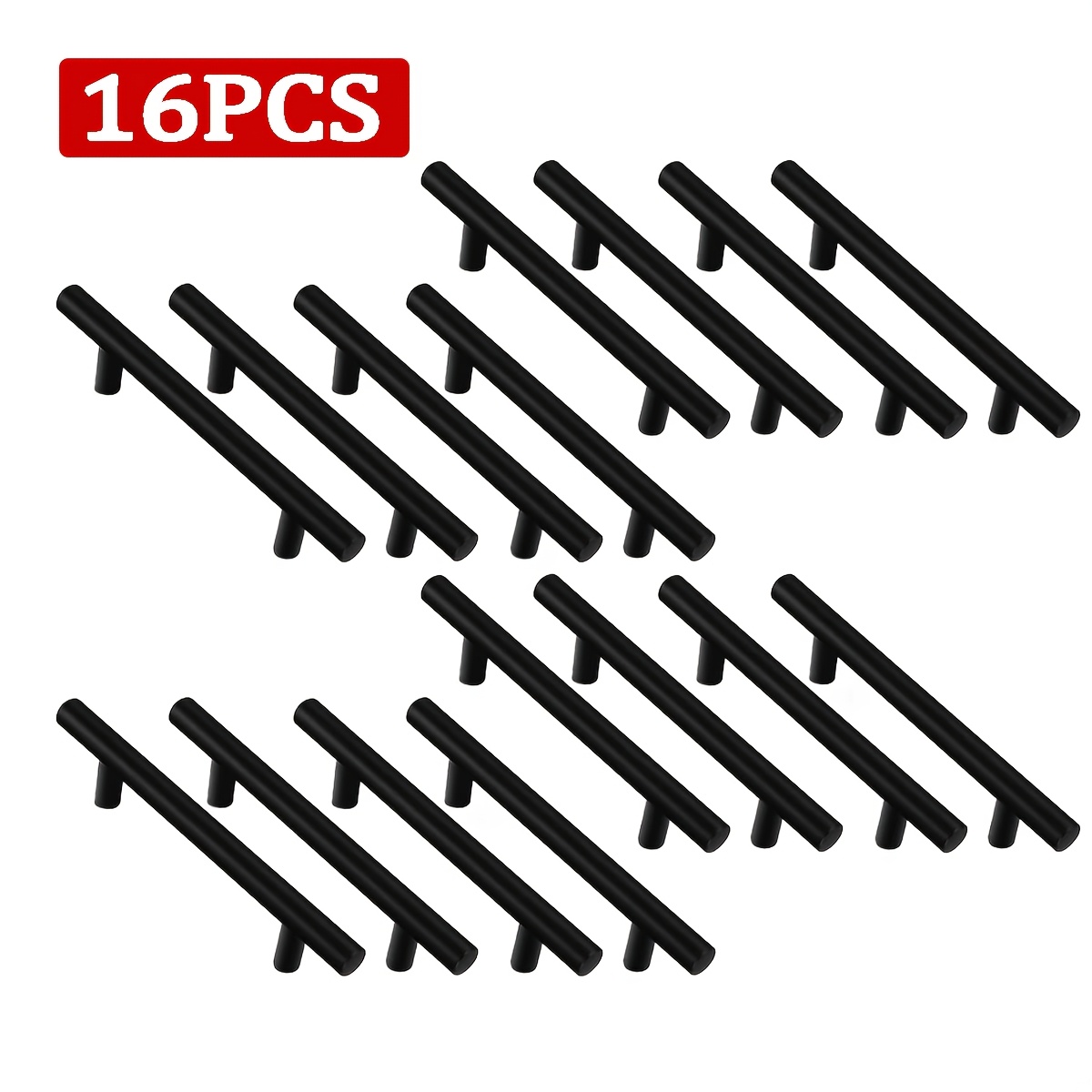 TEMU 16pcs Stainless Steel Cabinet Handles, Solid Furniture Cabinet Drawer Dresser Bedroom/bathroom Drawer Cabinet Door Pull Furniture Surface Mount