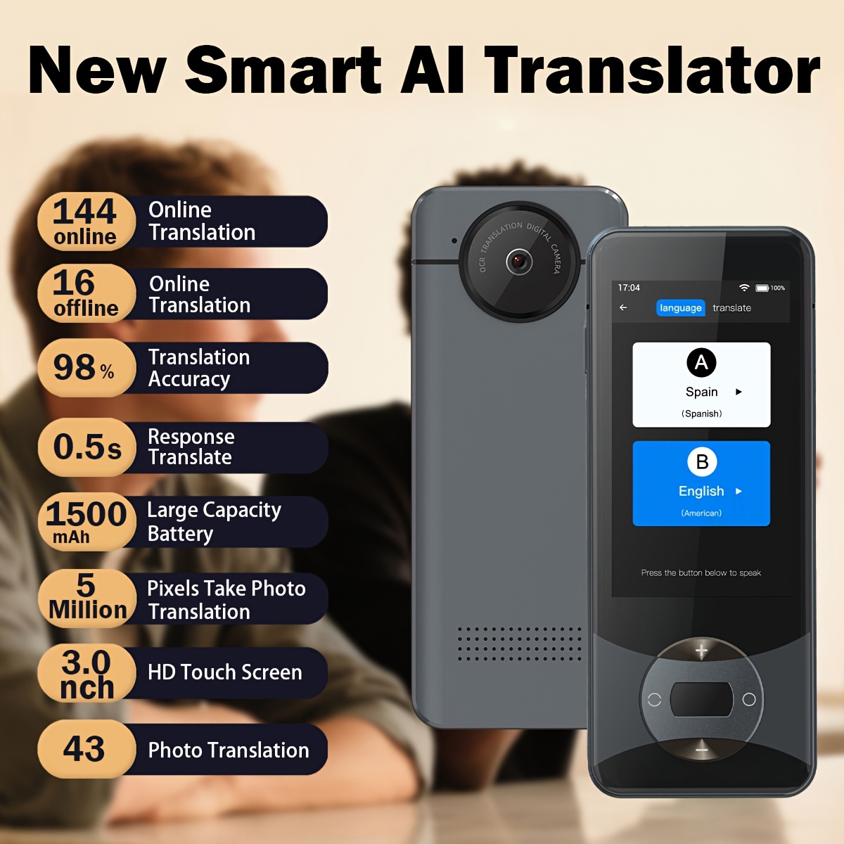 real time translator sold on Temu United States