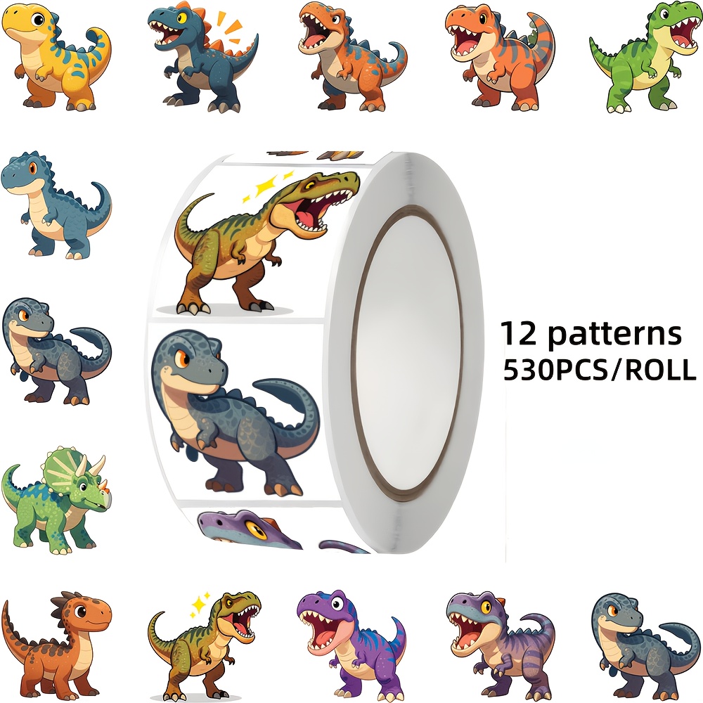 TEMU Lot de 530 autocollants sur le thème des dinosaures, 12 , pour décorer ordinateurs portables, , cahiers, enveloppes, boîtes cadeaux, bagages,