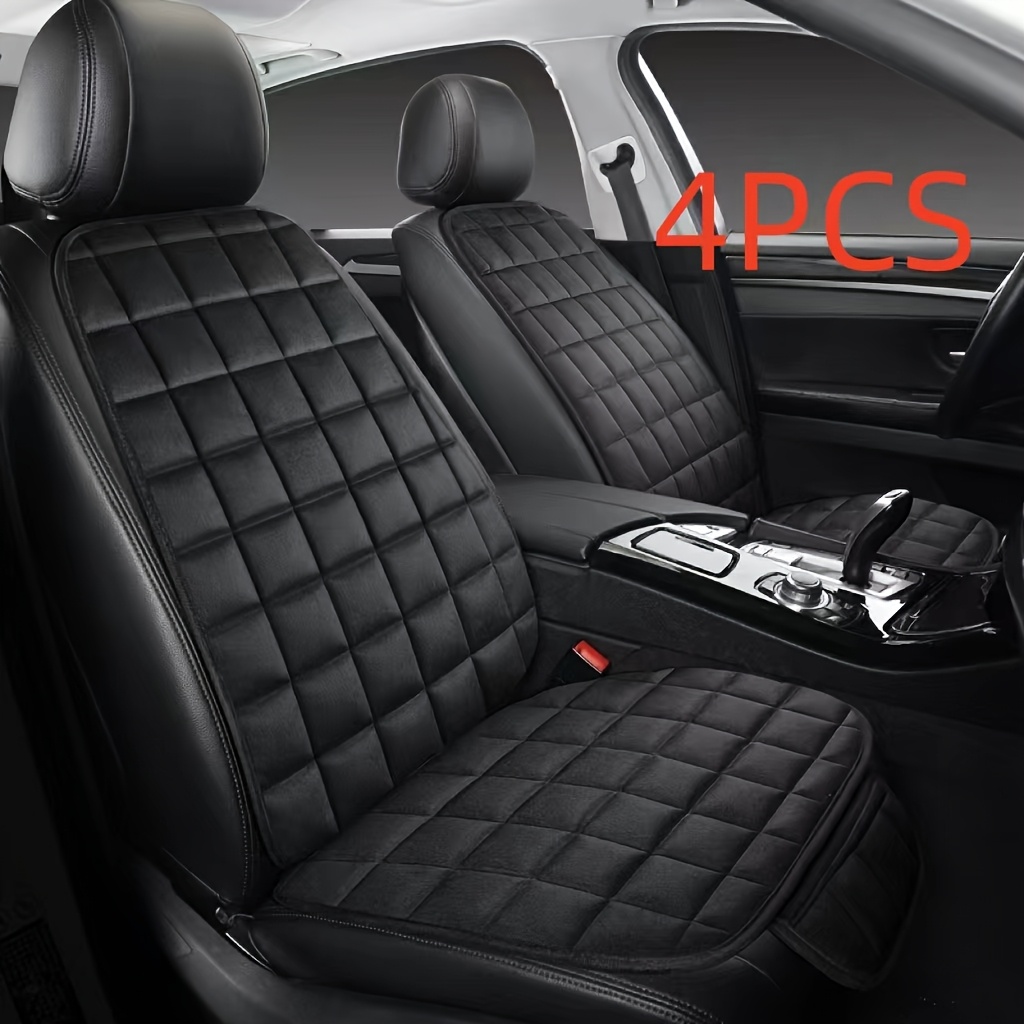 Plush Car Seat Cushions 4pcs - 2 Seat Cushions + 2 Back Cushions, Comfortable And Warm Plush, Base With Backrest, , Great Gift For And Colleagues