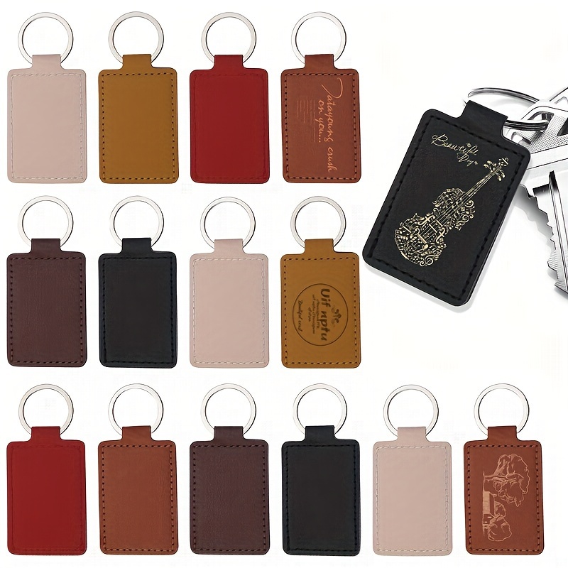 

15 Pcs Pu Keychain Set - 6 Rectangular Key Fobs For Engraving, Stamping , Keychain Blanks For Diy Customization