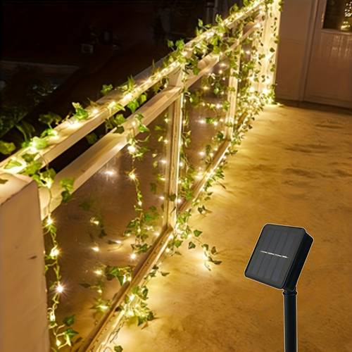solarbetriebene efeu-lichterkette für die außendekoration, zum klettern auf zäune, wände, balkone von urlaubs-hotels, muttertag, weihnachten und festivaldekorationen sowie als display-beleuchtung für restaurants und cafés