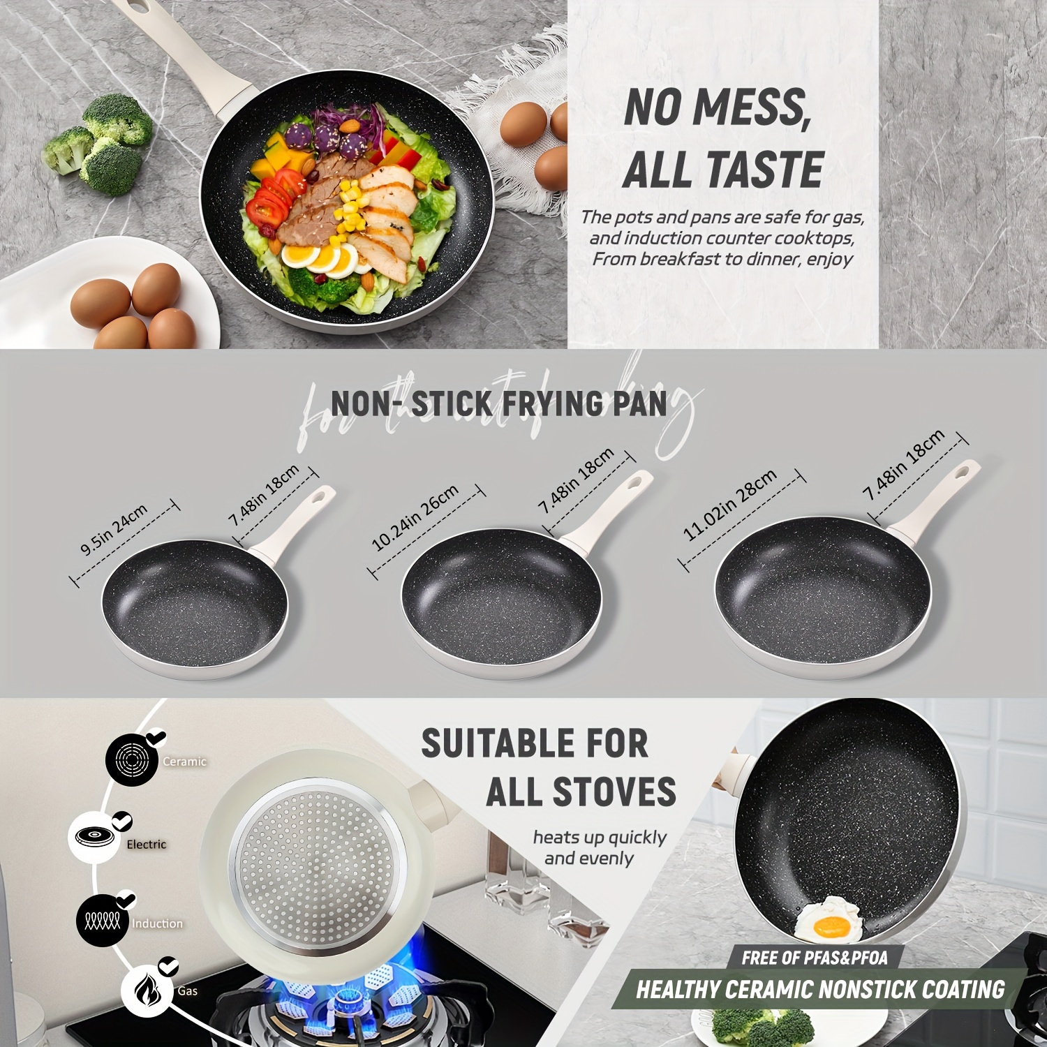 1pc non stick frying pans     free   aluminum pans for cooking all stoves compatible induction compatible 9 45 10 25 11 inch details 0