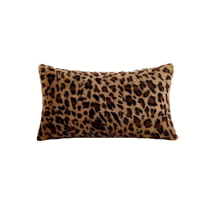 E-shop 1 Stück Leopardenmuster Kunstpelz Kissenbezug - Bauernhaus Tierdruck Hülle geeignet für Sofa Bett Stuhl, Reißverschluss & Handwäsche Pflege,