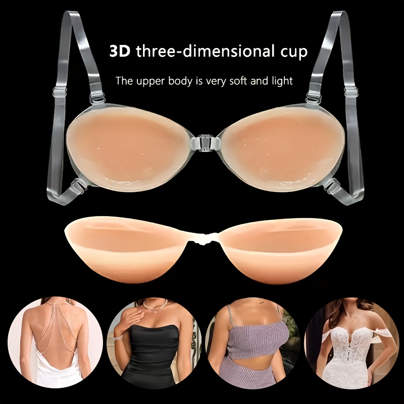 silicone strapless sticky bra - reusable invisible push up bras for women,  backless, low-cut, and strapless dresses, nipple covers, lingerie &  underwear accessories - women's lingerie & lounge - Temu