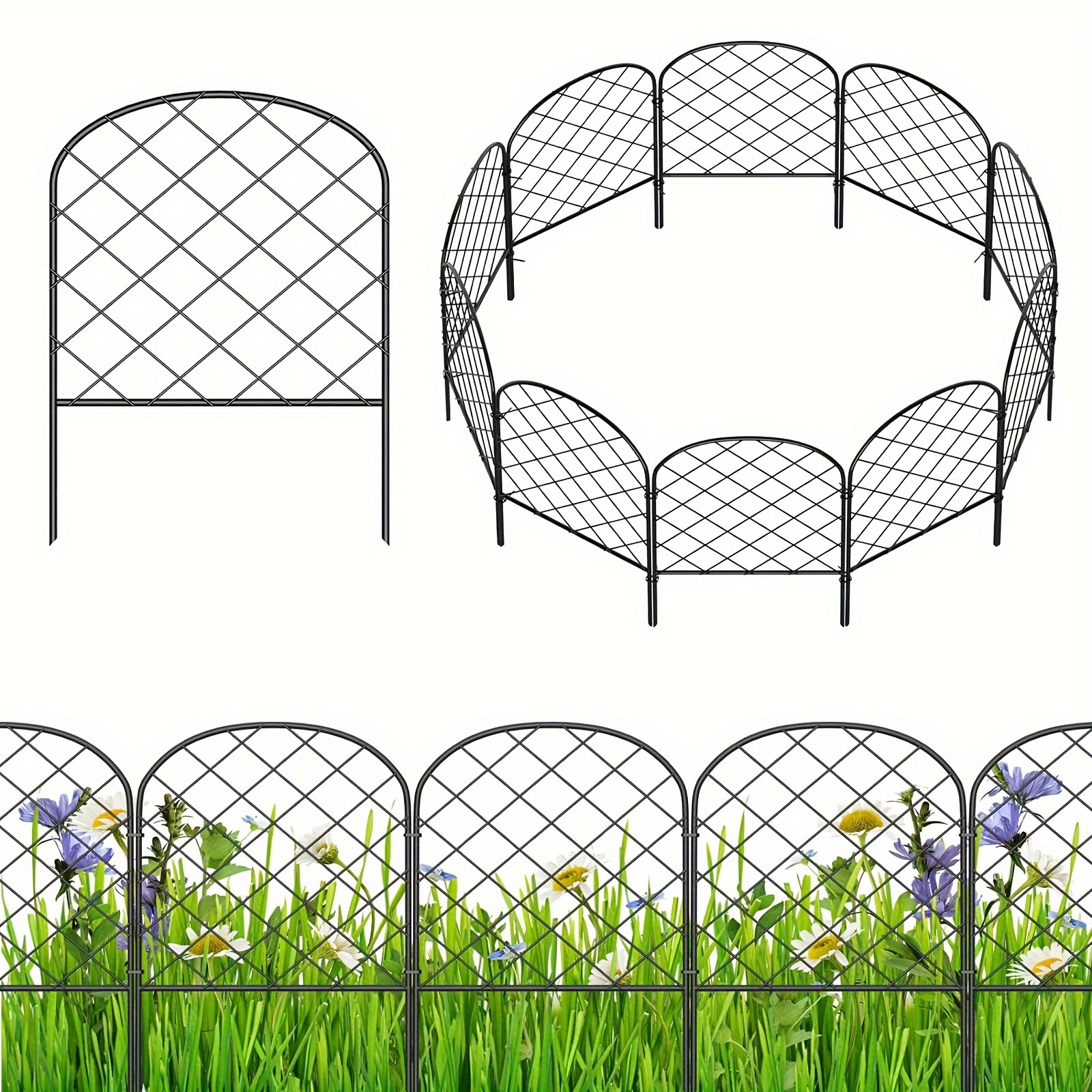 

10 Pack Decorative Garden Fence Panels No Dig Fencing, Total 10.83ft (l) X 17in (h) Rustproof Metal Wire Flower Edging Border For Yard Outside Patio Landscape Decor