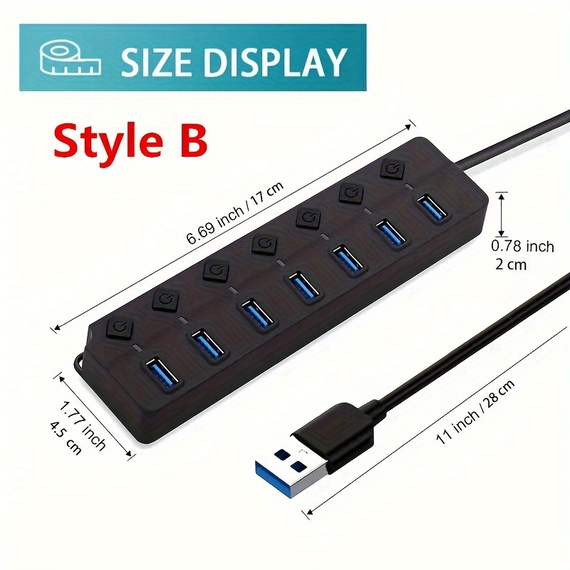 ultimate 1 Unit of a USB Hub with 7 PortsOr 4 Ports, Featuring a Power On/Off Switch, Suitable for Pcs And Laptops 17 1 Unit of a USB Hub with 7 Ports Or 4 Ports, Featuring a Power On/Off Switch, Suitable for Pcs And Laptops
