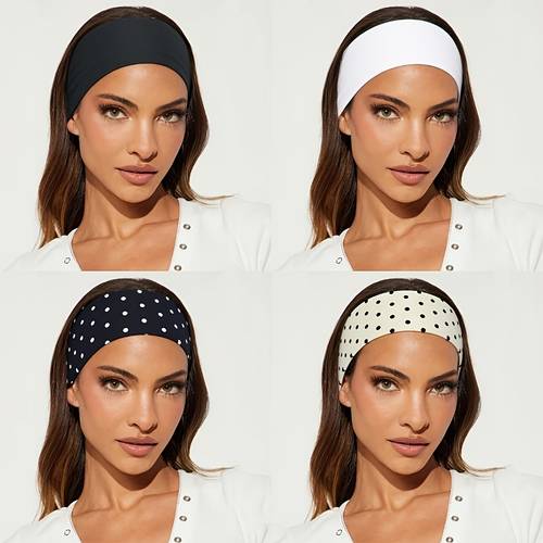 4pcs polka dot headbands multi color black white polka dot high elastic non slip couple sister style unisex headband suitable for face washing exercise yoga and styling polka dot lovers