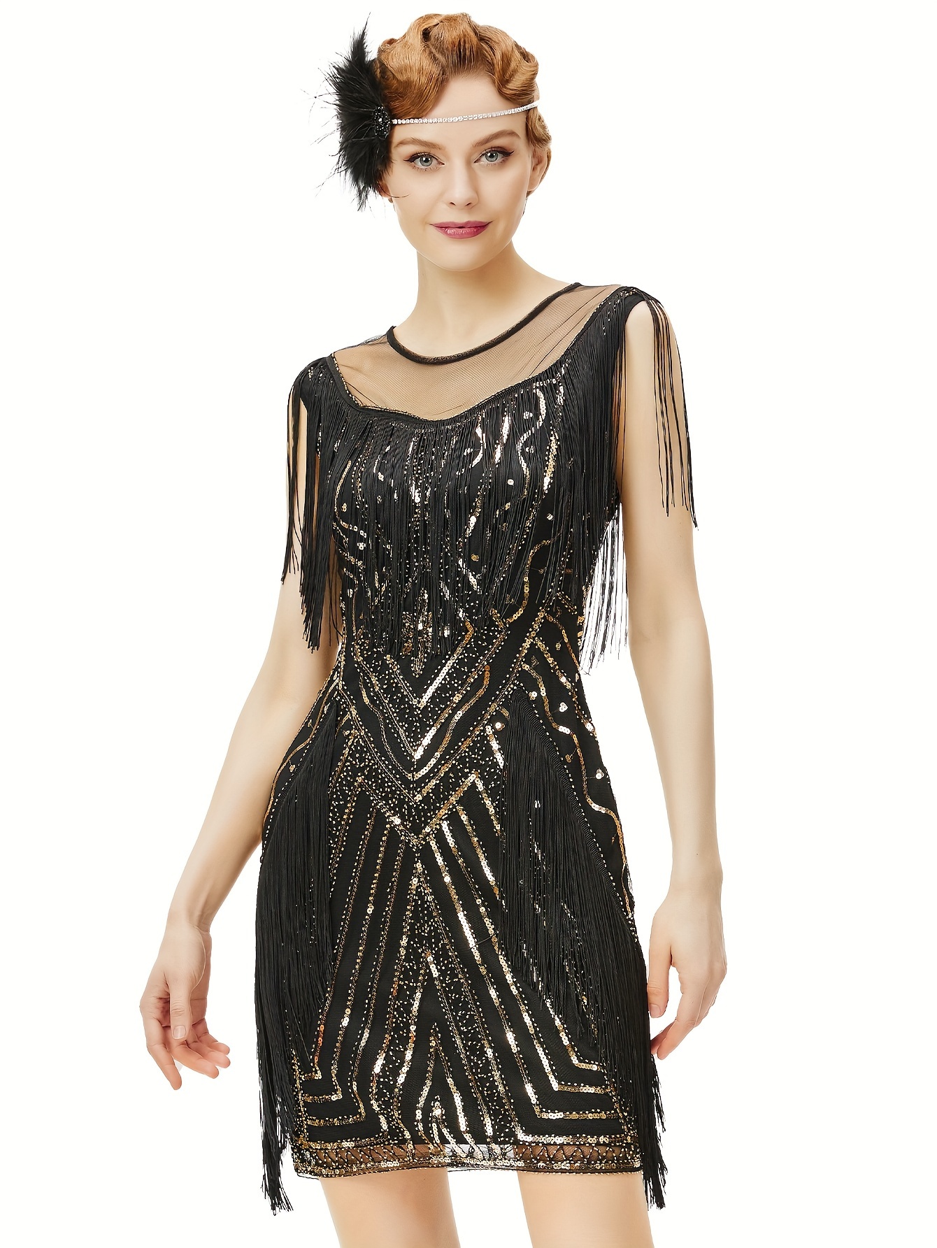 dress barn virginia beach 1920s Hand Painted Beaded Fringe Flapper Dress [xs/sm] – Demetra Vintage