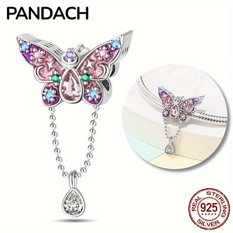 

925 Sterling Silver Butterfly Sparkling Drop Charm Perfect For Bracelet & Necklace Decoration!