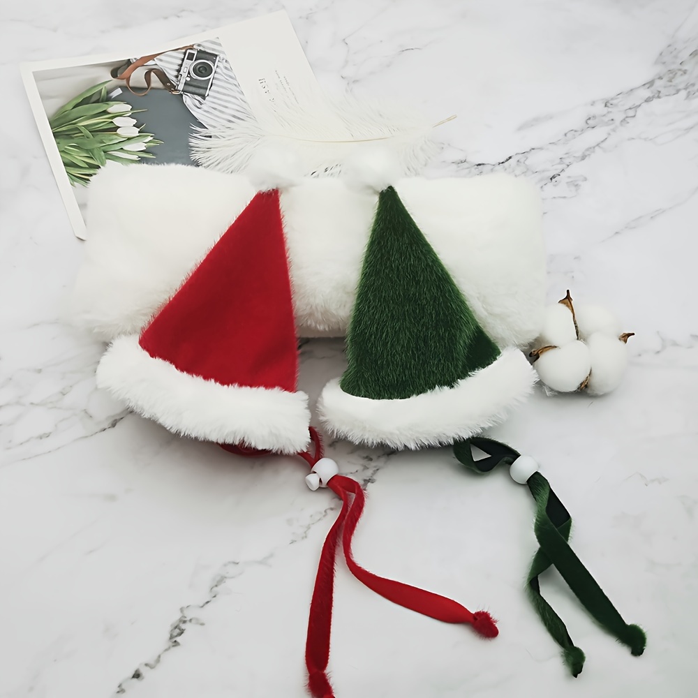 

New Christmas Pet Hat Decoration Cat And Dog Christmas Decoration Christmas Eve Plush Toy Decoration Mink Fur Christmas Hat Fits All 1.5-10kg