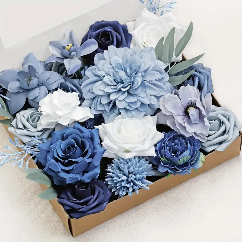 Box of Blue Roses with Greenery Box of Blue Roses with Greenery