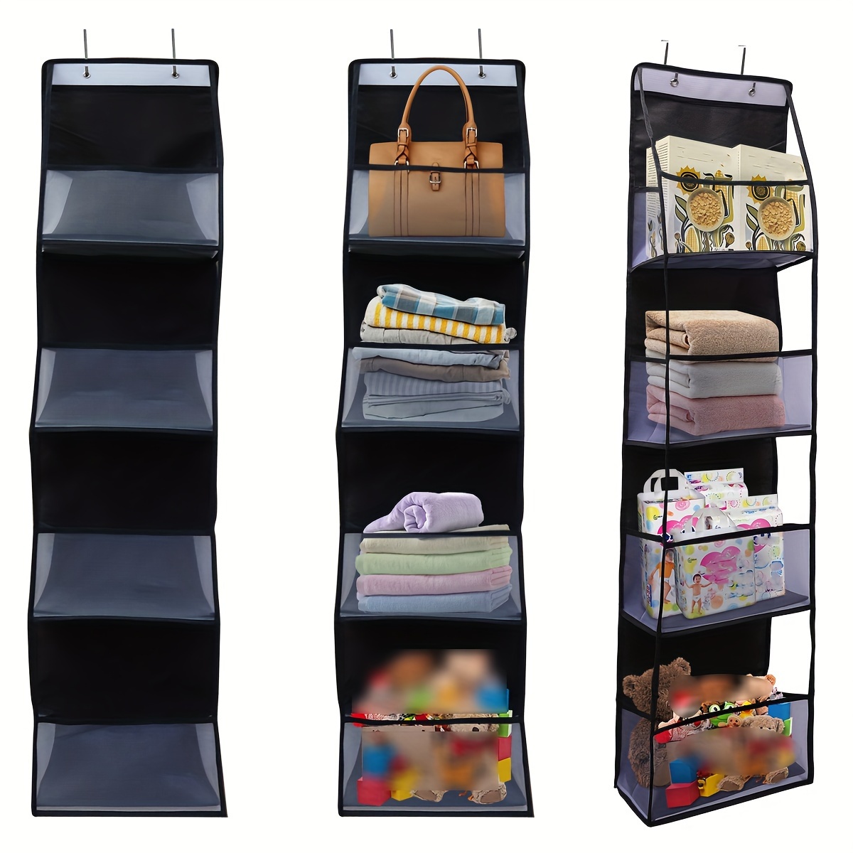 

1pc 4 Grids Hanging Storage Bag Behind The Door, Multipurpose Storage Bag With Thickened Mesh Design, Home Essentials Storage Bag