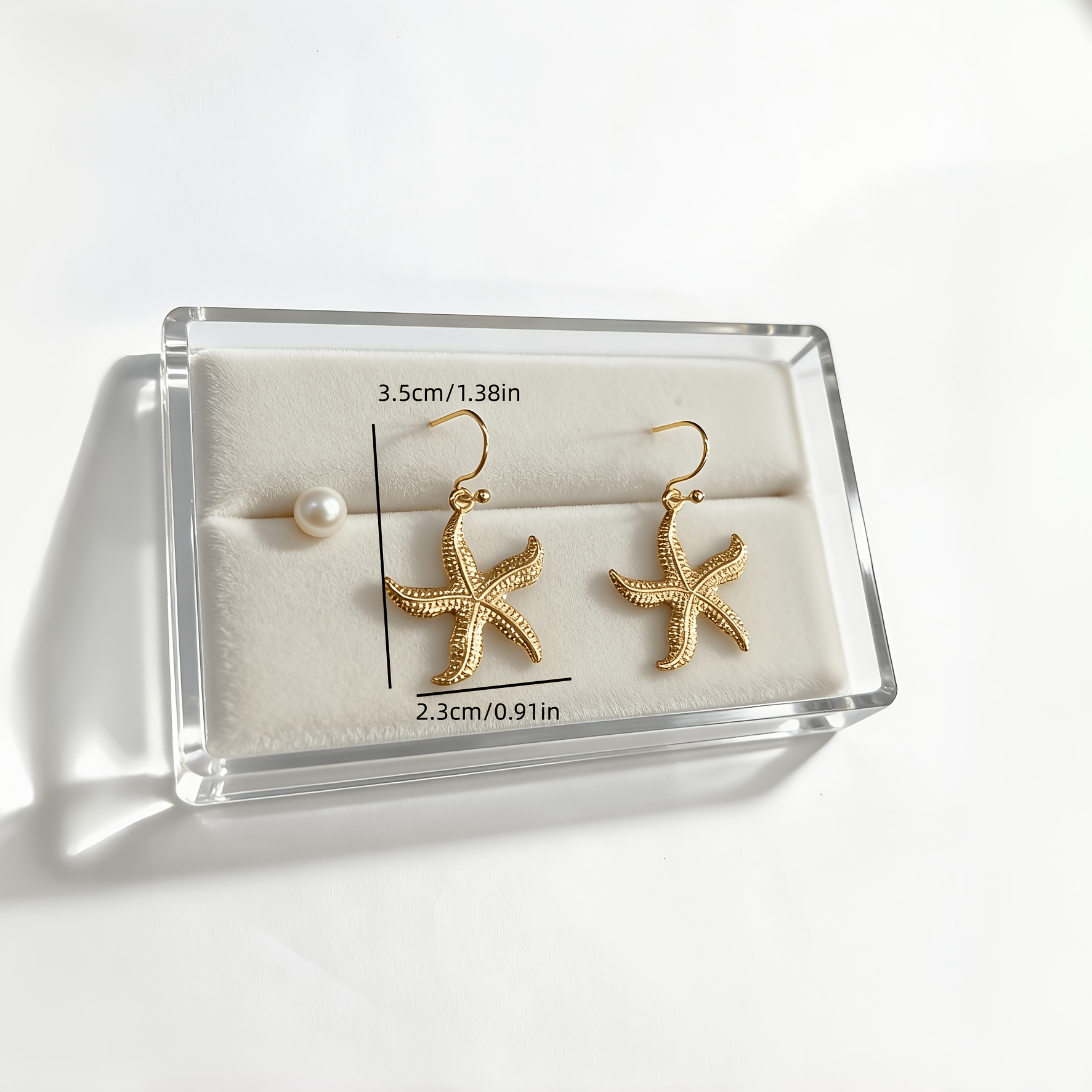 Women's Ocean Vacation-Style Metal Starfish Earrings, Textured Design