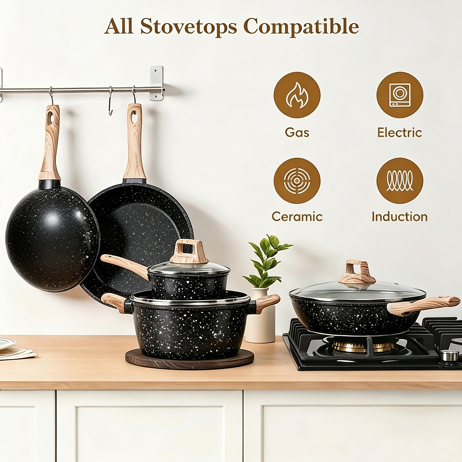 Image of 12pcs Cooking Set, Induction Cookware, Safe And Healthy Kitchen Cooking Set Including Frying Pans, Saucepans, And Casseroles - Ideal, Gift-, Christmas Gifts