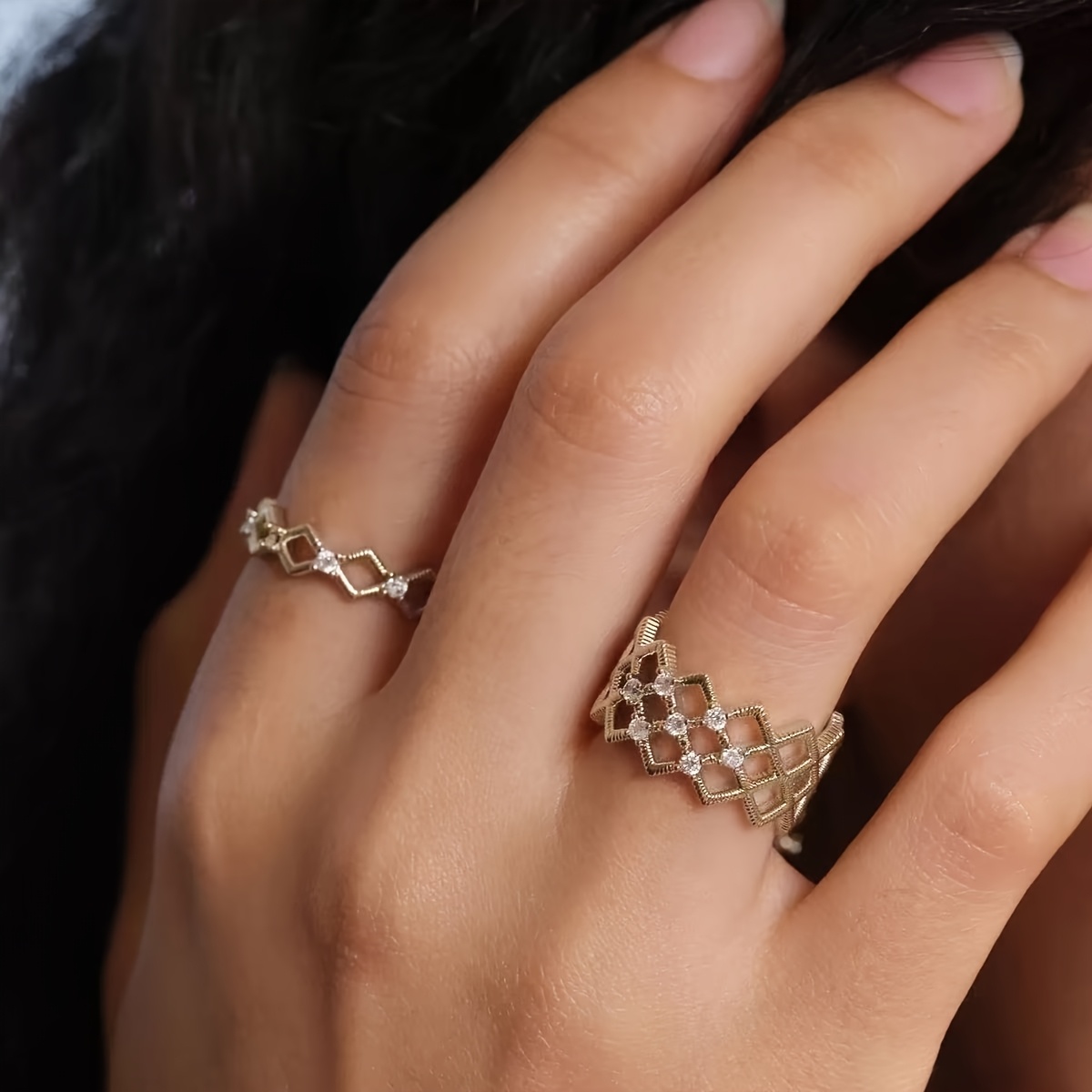 Women's Lace Series Shaped Ring, Minimalist Design