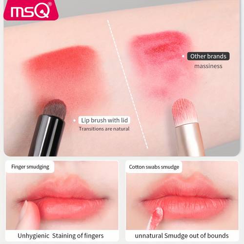 msq 1pc mini lip brush with lid high bristles makeup brush compact retractable lip brush suitable for pocket and any place on the go makeup
