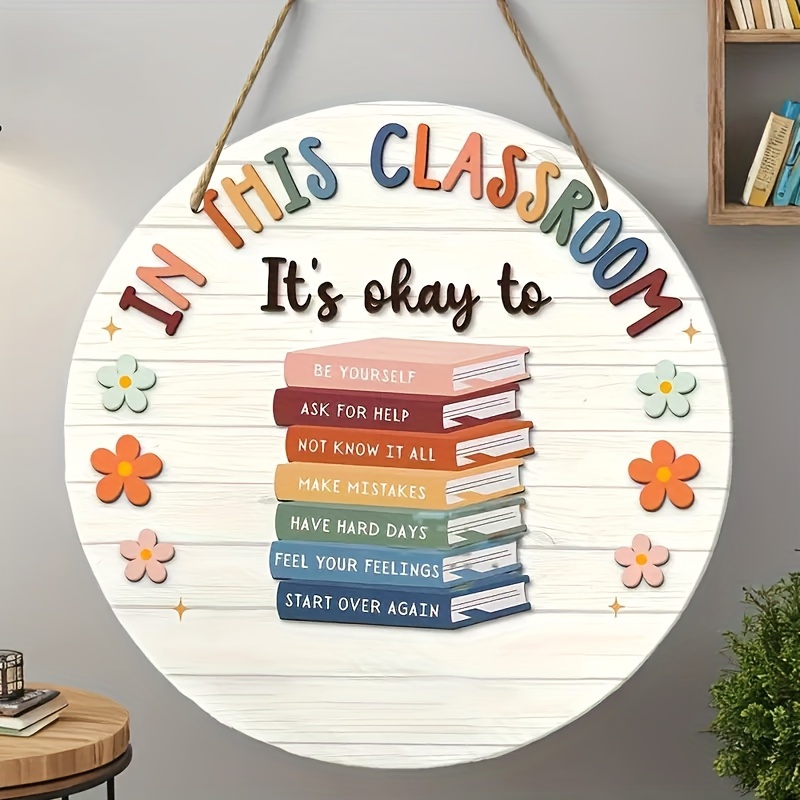 1pc   teacher sign in this classroom wall hanging decorative plaque for back to school classroom office decor with inspirational messages multilingual multipurpose use ideal gift for teachers and holidays